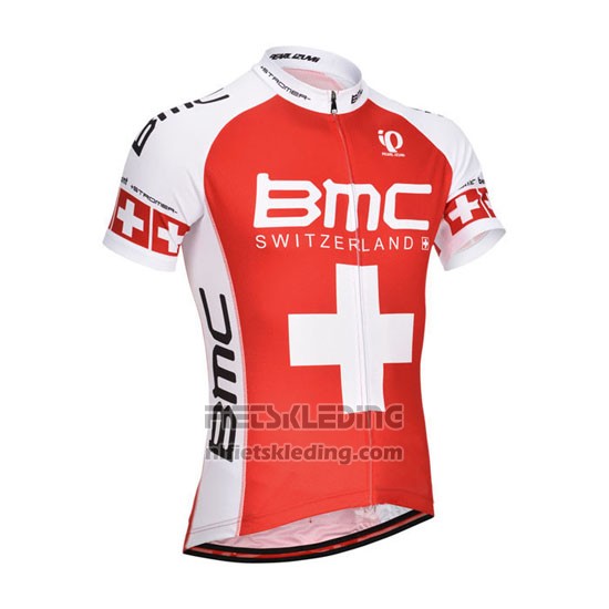 2014 Fietskleding BMC Kampioen Zwitserland Oranje en Wit Korte Mouwen en Koersbroek